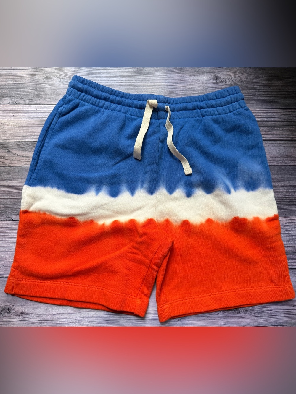 Hanna Andersson Blue, White & Orange Tie-Dye Pull-On Shorts